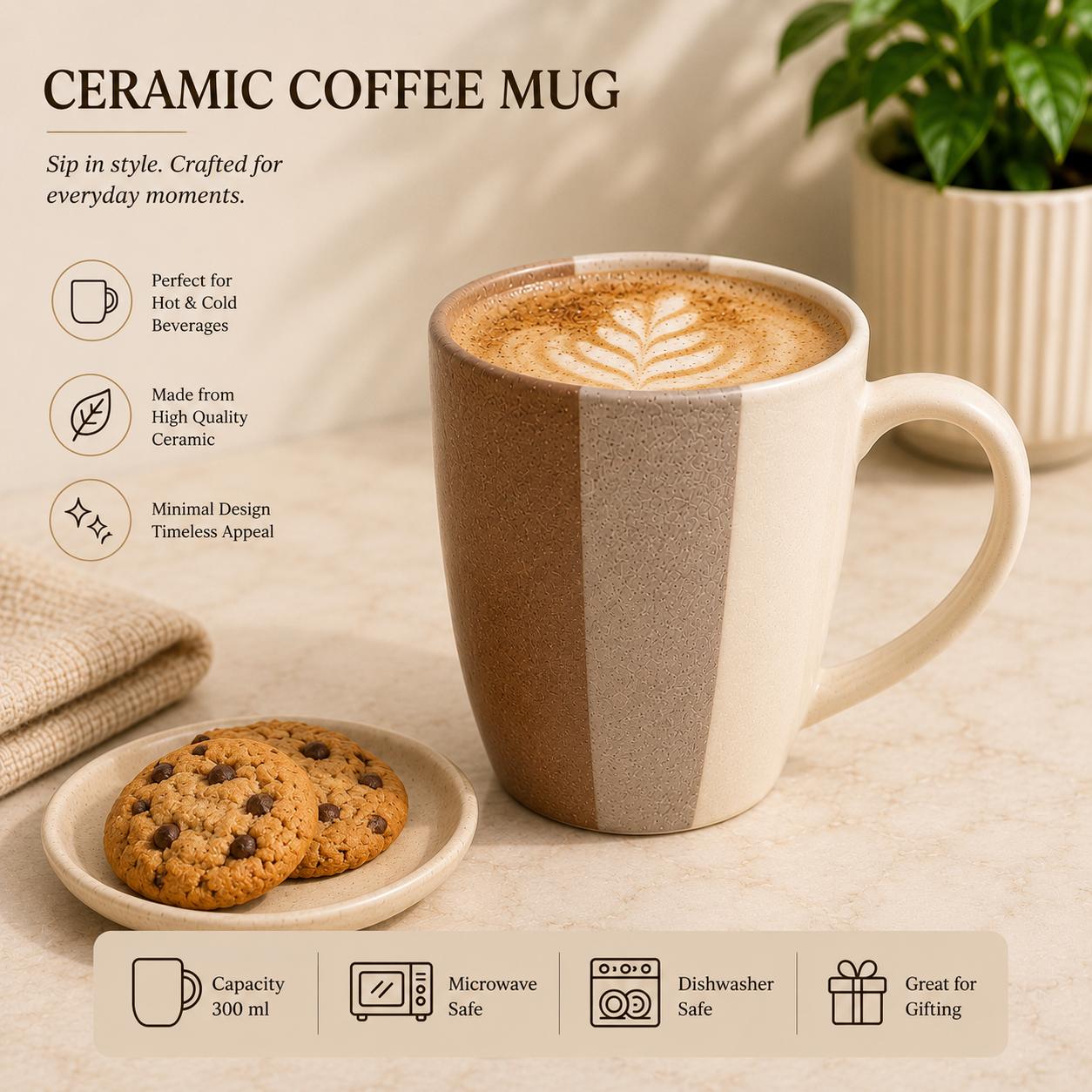 Stoneware Ceramic Coffee Mug – Three Colour Collection