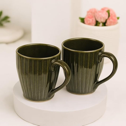 Metallic Olive Green Ceramic Mugs