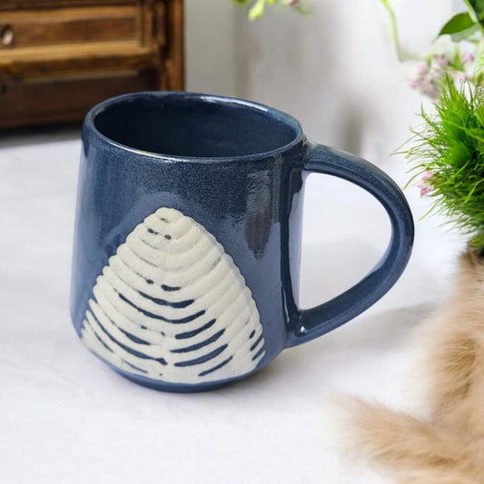 Blue and White Leaf Mug