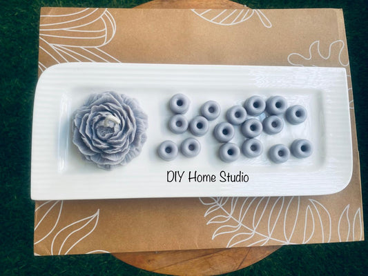 Elegant Handcrafted Gray Rose Soy Candle