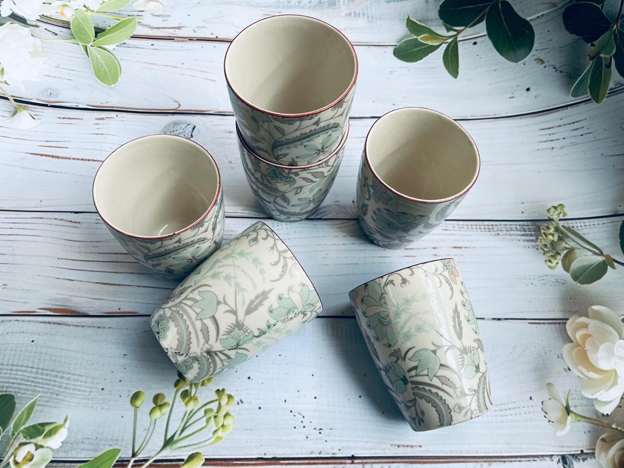 Elegant Floral Ceramic Cups
