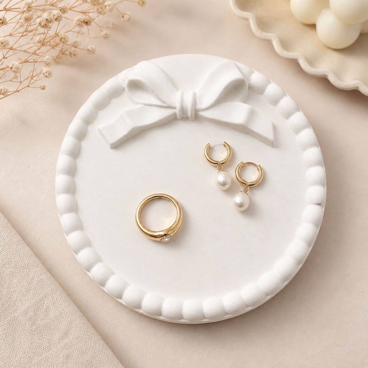 Aestheteic Bow Concrete trinket tray