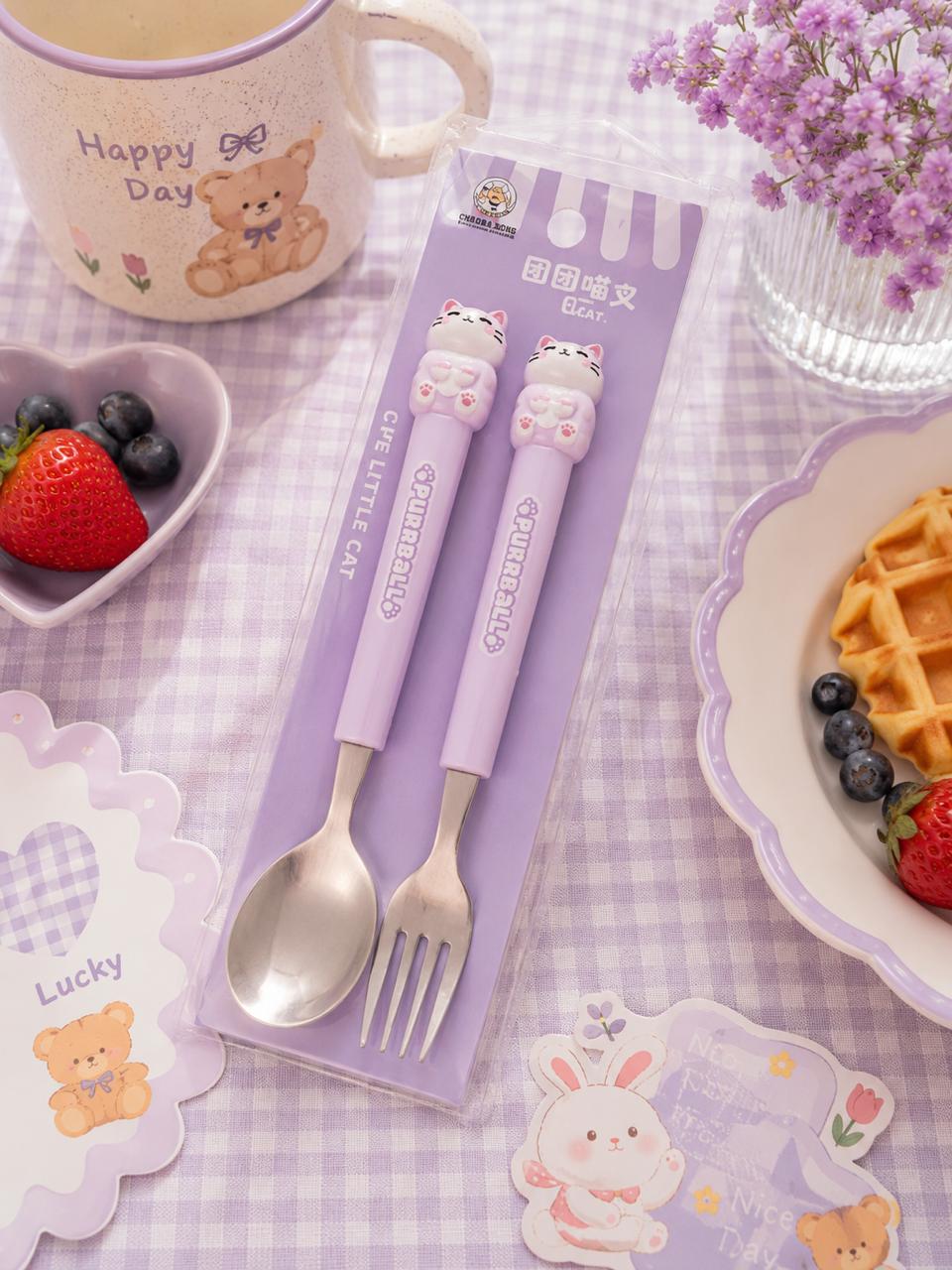 Cute Travel Portable Cutlery Set for Kids – Spoon & Fork Set 🐰🐱🐻