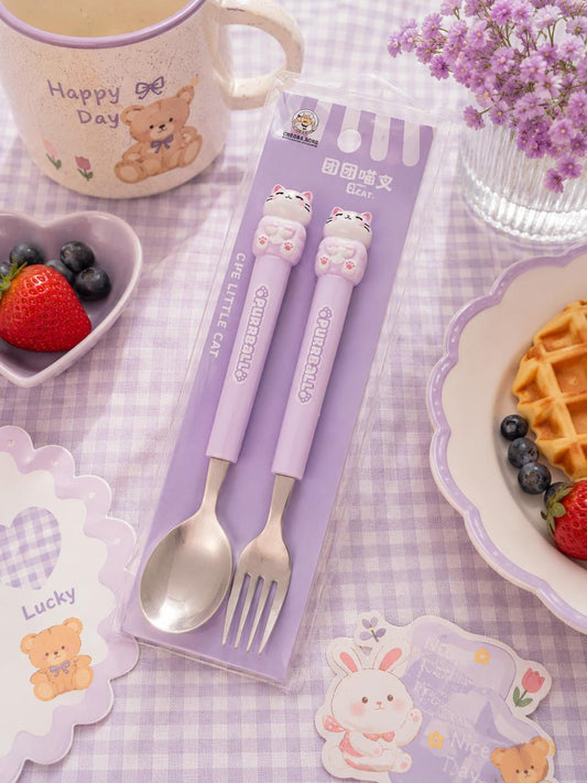 Cute Travel Portable Cutlery Set for Kids – Spoon & Fork Set 🐰🐱🐻