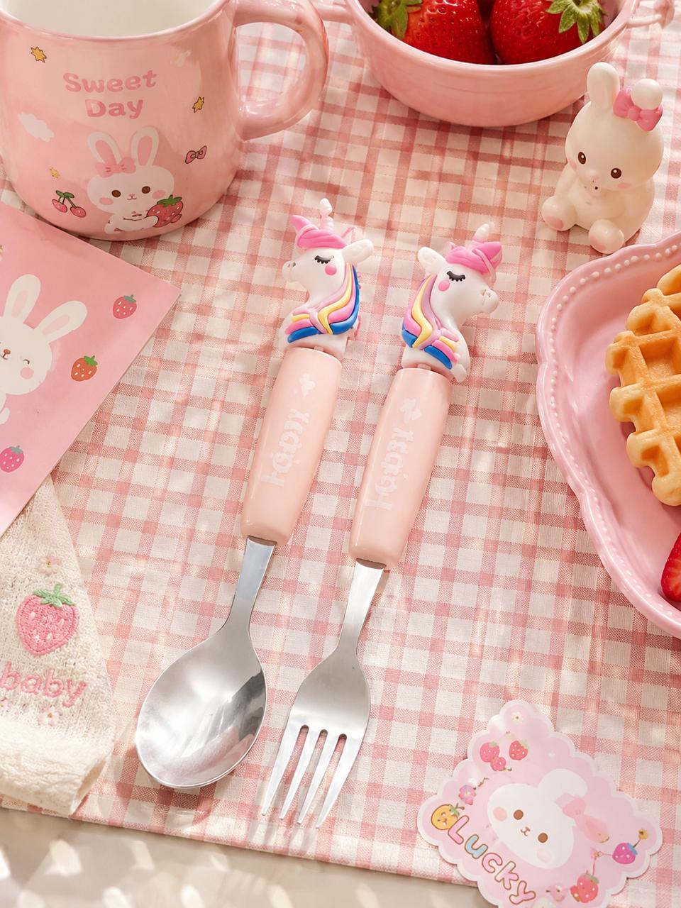 Unicorn Kids Travel Cutlery Set – Spoon & Fork 🦄