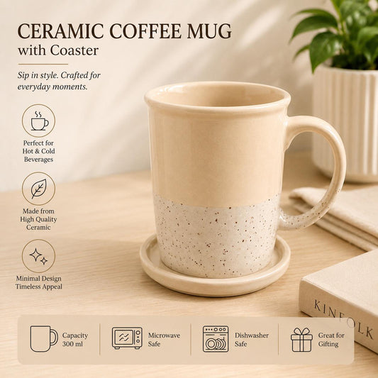 Ceramic Coffee Mug with Coaster