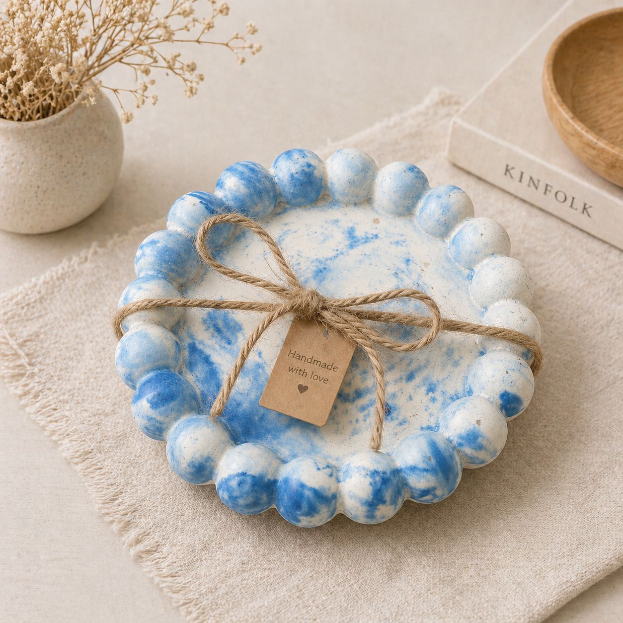 Blue Marbled Bubble Trinket Tray